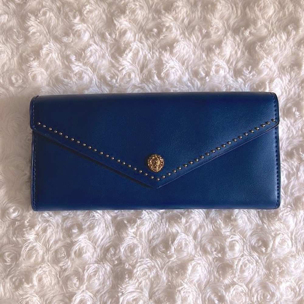 Ann Klein Navy Envelope Wallet Gold Studded